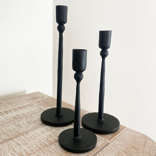 Black Iron Candle Sticks - Set of 3