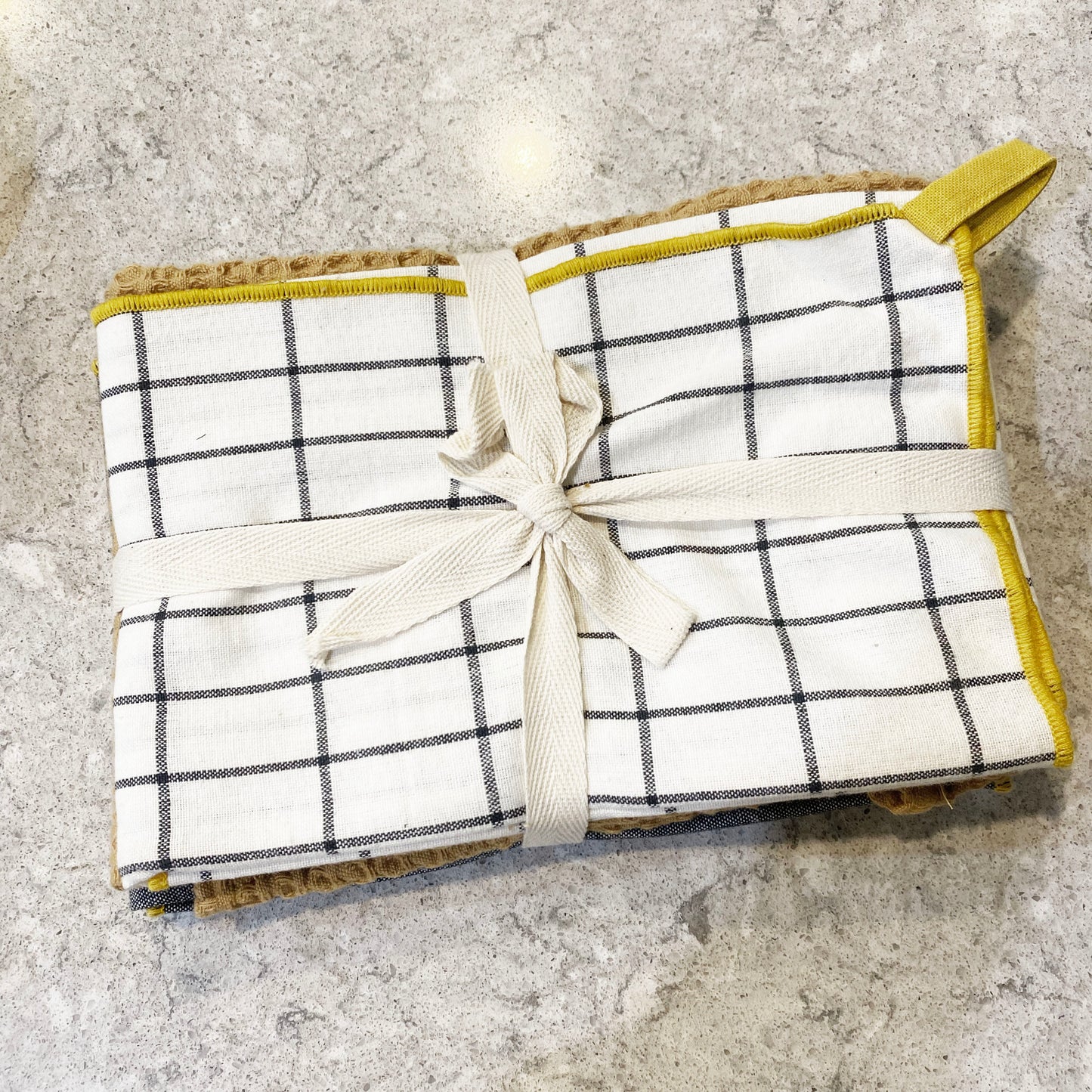 Yellow & Dark Grey Kitchen Towels - Set of 3