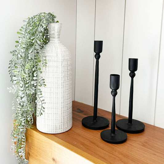 Skinny Tall Grid Textured Vase