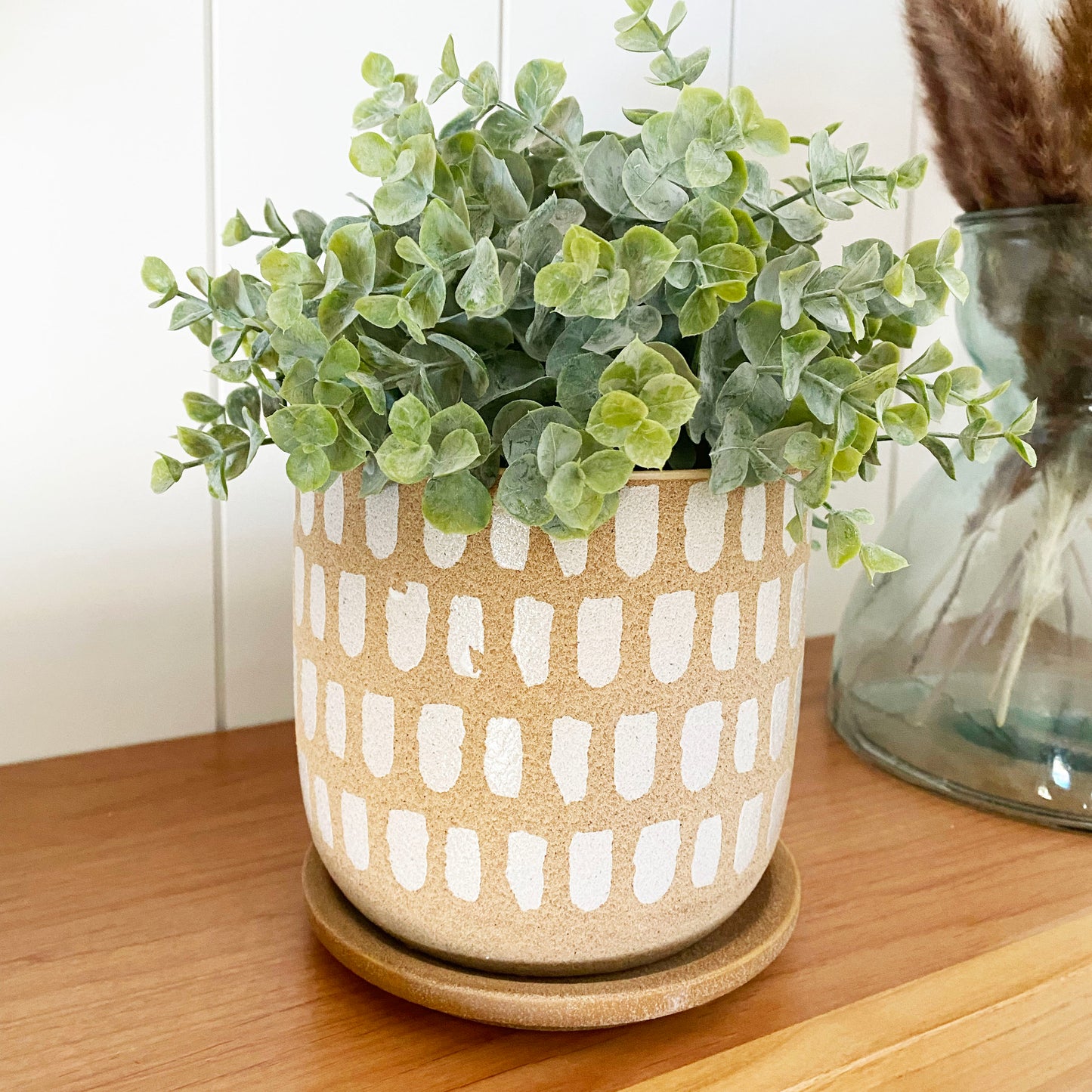 Dot Pattern Planter With Saucer