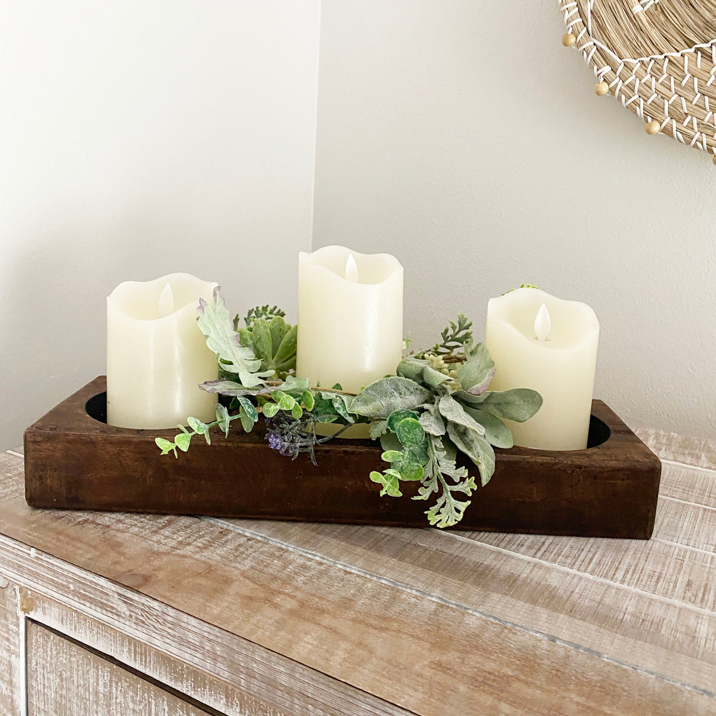 Woolcrest Succulent Candle Ring - 5in