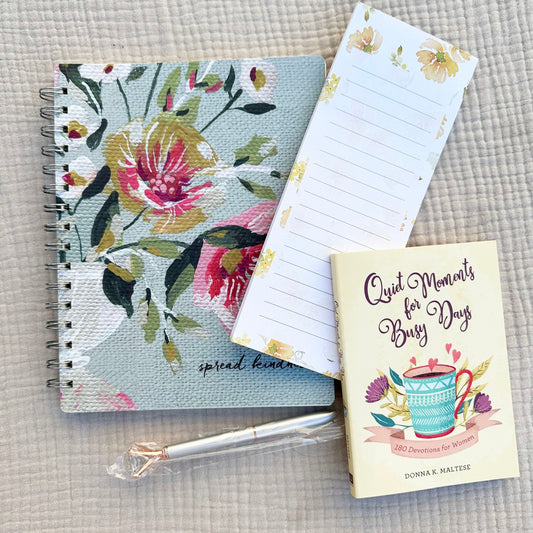 Spread Kindness Blue Floral Notebook & Devotional Gift Set 14