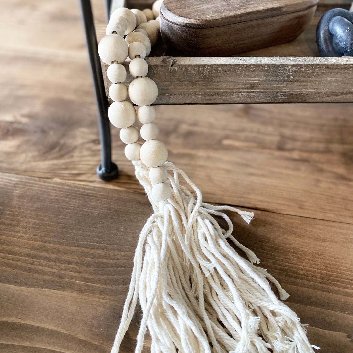 Natural Wood Beads With Tassel