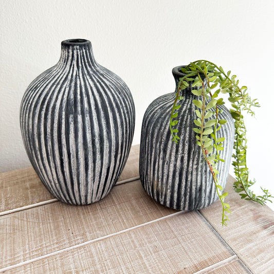 Black and White Stripe Vase